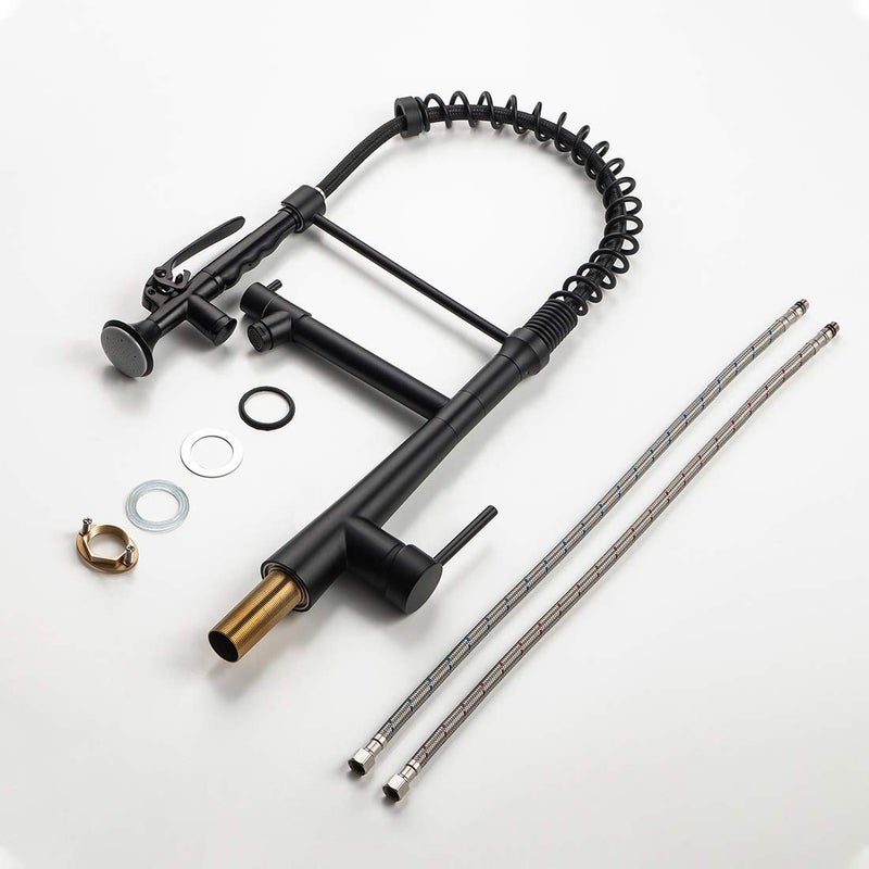 AIMADI Black Kitchen Faucet with Sprayer,Commercial Faucet Kitchen Single Handle Spring Pull Down Kitchen Sink Faucet with LED Light,Matte Black - Image 5